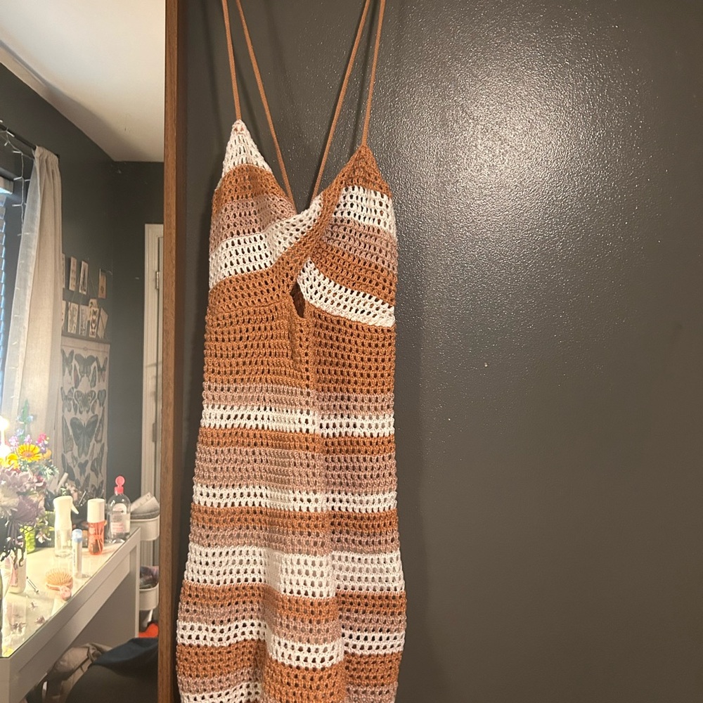 Striped Crochet Dress with Spaghetti Straps